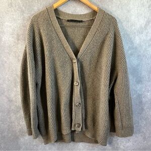 Jenni Kayne CASHMERE Cocoon Oversized Knit Cardigan Button Down Beige Womens XXS